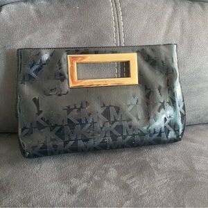 Michael Kors Black Clutch with Gold Accent